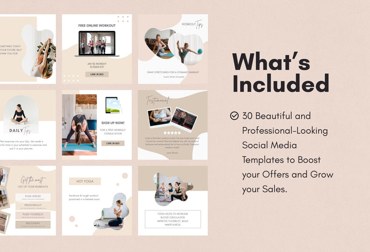 Ladystrategist 30 Fitness Instagram Post Canva Templates instagram canva templates social media templates etsy free canva templates