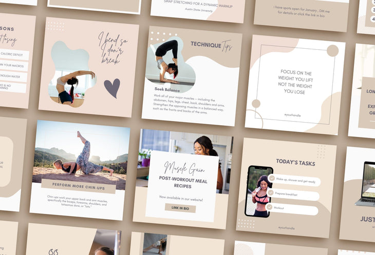 Ladystrategist 30 Fitness Instagram Post Canva Templates instagram canva templates social media templates etsy free canva templates