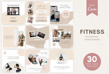 Ladystrategist 30 Fitness Instagram Post Canva Templates instagram canva templates social media templates etsy free canva templates