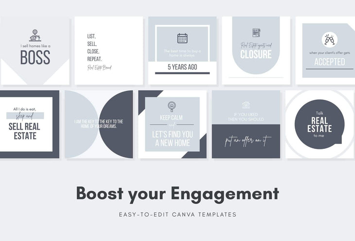 Ladystrategist 30 Funny Real Estate - Instagram Post Canva Templates instagram canva templates social media templates etsy free canva templates