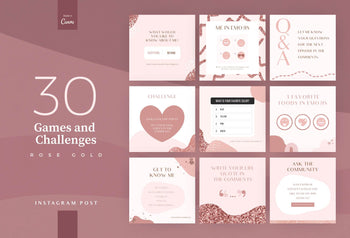 Ladystrategist 30 Games and Challenges Rose Gold Instagram Engagement Booster Post Canva Templates instagram canva templates social media templates etsy free canva templates