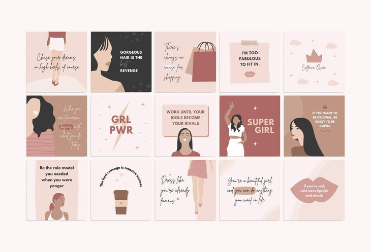 Ladystrategist 30 Girl Boss Instagram Engagement Posts Canva Templates Pack 02 instagram canva templates social media templates etsy free canva templates