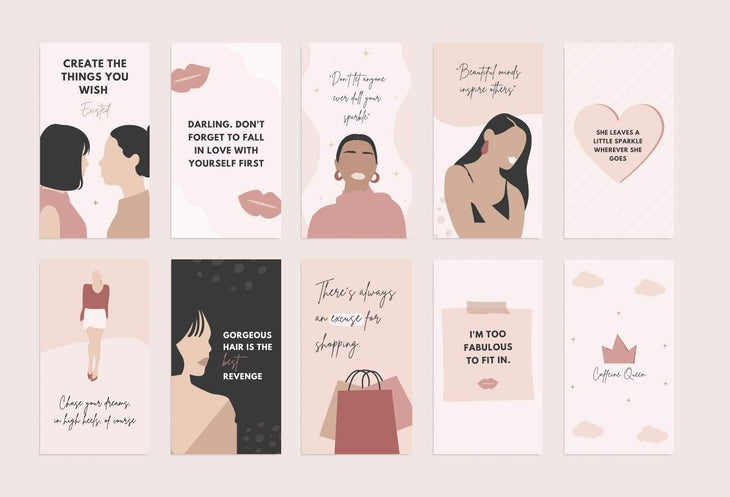 Ladystrategist 30 Girl Boss Instagram Stories - Editable Canva Template Pack 02 instagram canva templates social media templates etsy free canva templates