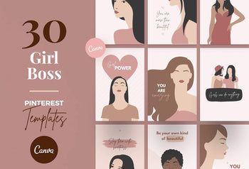 Ladystrategist 30+ Girl Boss Pins Quotes - Editable Canva Templates instagram canva templates social media templates etsy free canva templates