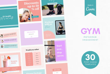 Ladystrategist 30 Gym Instagram Post Canva Templates instagram canva templates social media templates etsy free canva templates