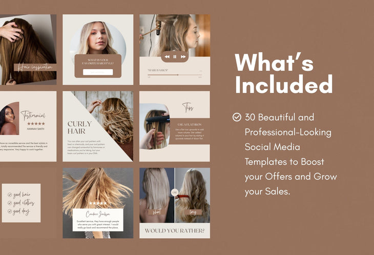 Ladystrategist 30 Hair Salon Instagram Post Canva Templates instagram canva templates social media templates etsy free canva templates
