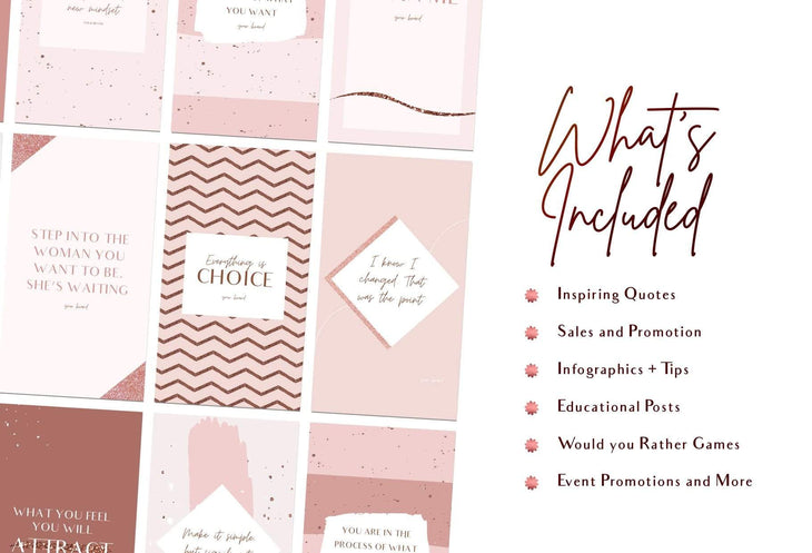 Ladystrategist 30 Instagram Engagement Stories - Rose Gold Pack 02 instagram canva templates social media templates etsy free canva templates