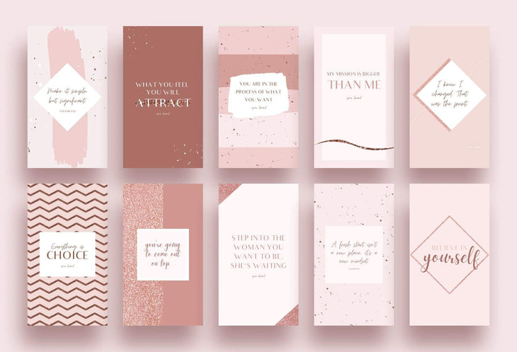 Ladystrategist 30 Instagram Engagement Stories - Rose Gold Pack 02 instagram canva templates social media templates etsy free canva templates