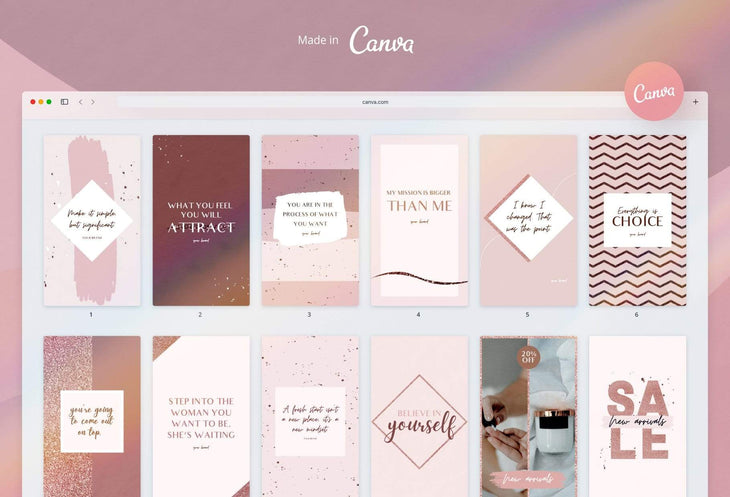 Ladystrategist 30 Instagram Engagement Stories - Rose Gold Pack 02 instagram canva templates social media templates etsy free canva templates