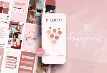 Ladystrategist 30 Instagram Engagement Stories - Rose Gold Pack 02 instagram canva templates social media templates etsy free canva templates