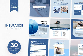 Ladystrategist 30 Insurance Instagram Post Canva Templates V2 instagram canva templates social media templates etsy free canva templates