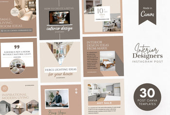 Ladystrategist 30 Interior Designer Instagram Post Canva Templates V2 instagram canva templates social media templates etsy free canva templates