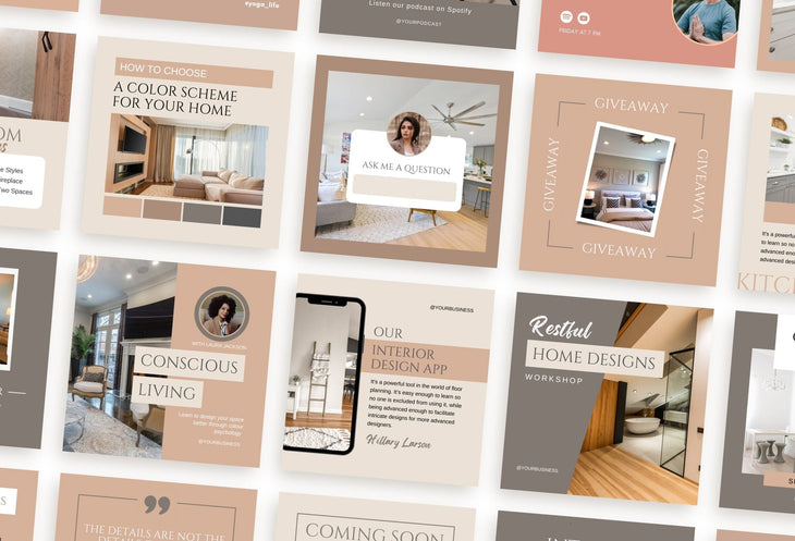 Ladystrategist 30 Interior Designer Instagram Post Canva Templates V2 instagram canva templates social media templates etsy free canva templates