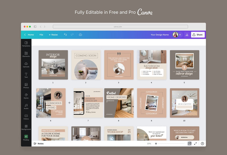 Ladystrategist 30 Interior Designer Instagram Post Canva Templates V2 instagram canva templates social media templates etsy free canva templates