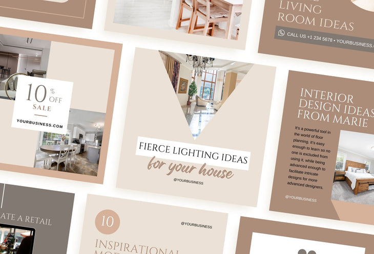 Ladystrategist 30 Interior Designer Instagram Post Canva Templates V2 instagram canva templates social media templates etsy free canva templates