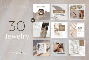 Ladystrategist 30 Jewelry Instagram Post Canva Templates V2 instagram canva templates social media templates etsy free canva templates
