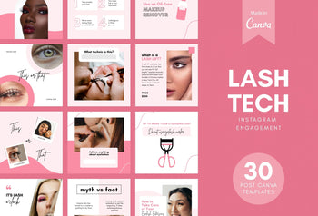 Ladystrategist 30 Lash Tech Instagram Post Canva Templates instagram canva templates social media templates etsy free canva templates