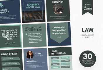 Ladystrategist 30 Law Instagram Post Canva Templates V2 instagram canva templates social media templates etsy free canva templates