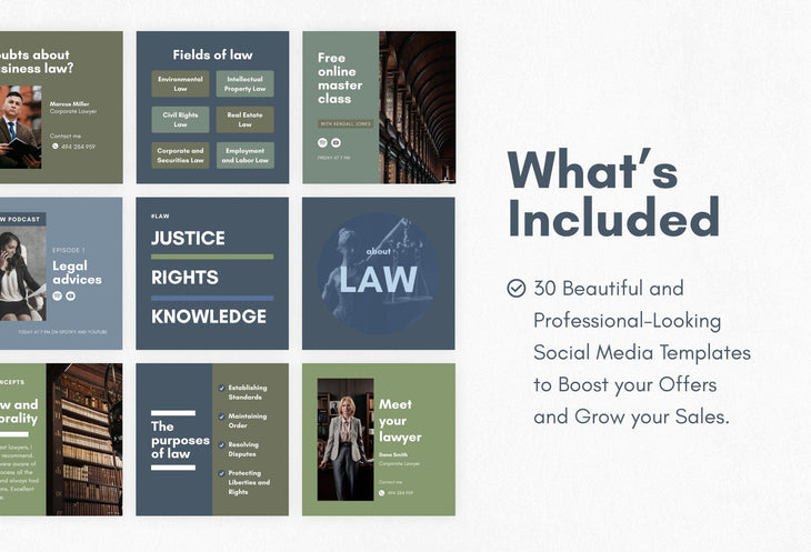 Ladystrategist 30 Law Instagram Post Canva Templates V3 instagram canva templates social media templates etsy free canva templates