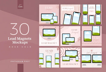 Ladystrategist 30 Lead Magnets Mockups Rose Gold Instagram Engagement Booster Post Canva Templates instagram canva templates social media templates etsy free canva templates