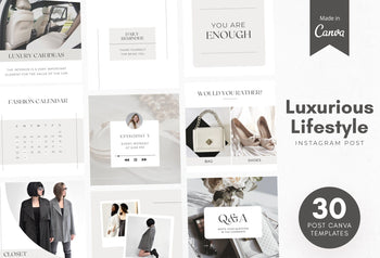 Ladystrategist 30 Luxurious Lifestyle Instagram Post Canva Templates V2 instagram canva templates social media templates etsy free canva templates