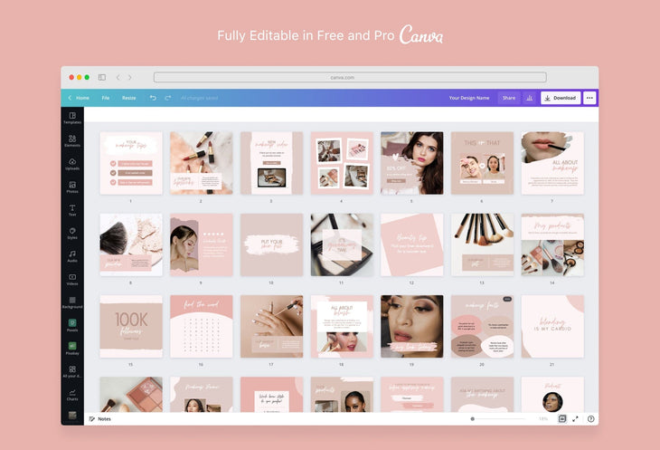 Ladystrategist 30 Makeup Instagram Post Canva Templates instagram canva templates social media templates etsy free canva templates