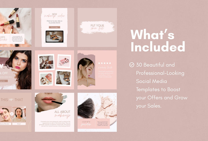 Ladystrategist 30 Makeup Instagram Post Canva Templates instagram canva templates social media templates etsy free canva templates