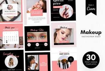 Ladystrategist 30 Makeup Instagram Post Canva Templates V3 instagram canva templates social media templates etsy free canva templates