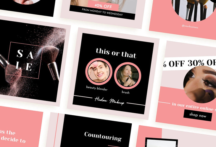 Ladystrategist 30 Makeup Instagram Post Canva Templates V3 instagram canva templates social media templates etsy free canva templates