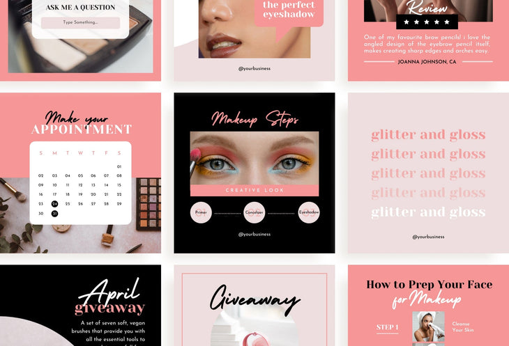 Ladystrategist 30 Makeup Instagram Post Canva Templates V3 instagram canva templates social media templates etsy free canva templates