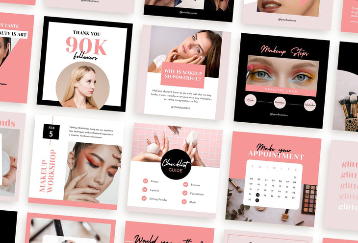 Ladystrategist 30 Makeup Instagram Post Canva Templates V3 instagram canva templates social media templates etsy free canva templates