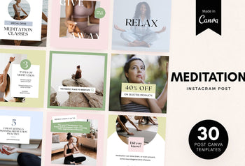 Ladystrategist 30 Meditation Instagram Post Canva Templates instagram canva templates social media templates etsy free canva templates