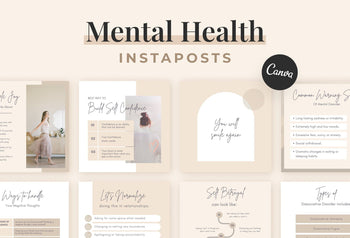 Ladystrategist 30 Mental Health Instagram Post Canva Templates instagram canva templates social media templates etsy free canva templates
