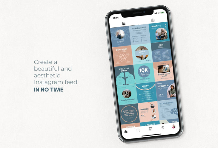 Ladystrategist 30 Mental Health Instagram Post Canva Templates V2 instagram canva templates social media templates etsy free canva templates