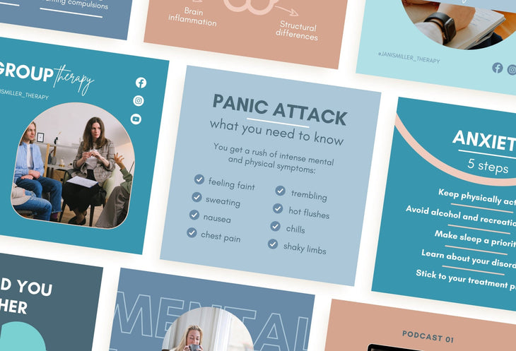 Ladystrategist 30 Mental Health Instagram Post Canva Templates V2 instagram canva templates social media templates etsy free canva templates