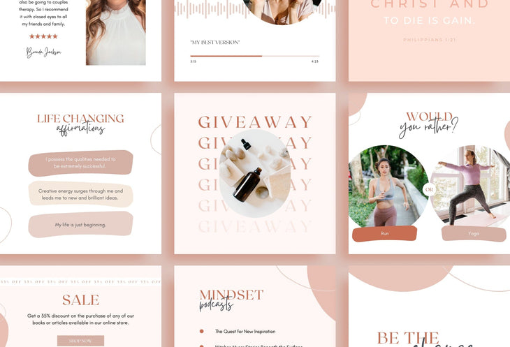 Ladystrategist 30 Mindset Instagram Post Canva Templates instagram canva templates social media templates etsy free canva templates