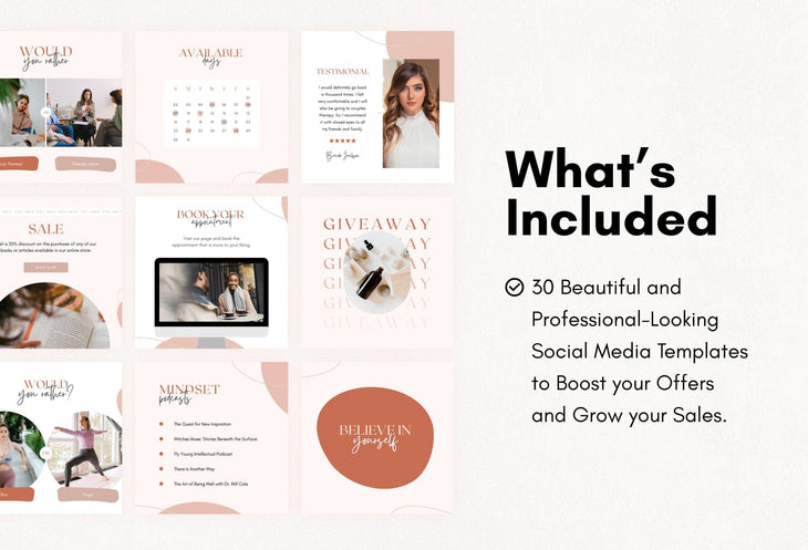 Ladystrategist 30 Mindset Instagram Post Canva Templates instagram canva templates social media templates etsy free canva templates