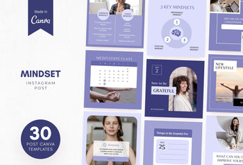Ladystrategist 30 Mindset Instagram Post Canva Templates V2 instagram canva templates social media templates etsy free canva templates