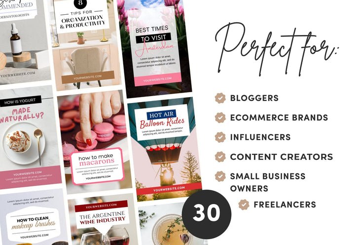 Ladystrategist 30 Modern Pinterest Canva Template Bundle instagram canva templates social media templates etsy free canva templates