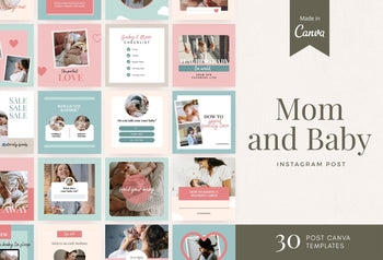 Ladystrategist 30 Mom and Baby Instagram Post Canva Templates instagram canva templates social media templates etsy free canva templates