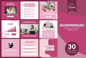 Ladystrategist 30 Mompreneurs Instagram Post Canva Templates instagram canva templates social media templates etsy free canva templates