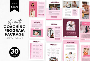 Ladystrategist 30-Page Coaching Program Package Canva Template Amaranth Style instagram canva templates social media templates etsy free canva templates