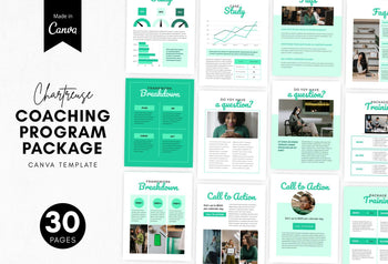 Ladystrategist 30-Page Coaching Program Package Canva Template Chartreuse Style instagram canva templates social media templates etsy free canva templates