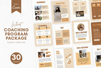 Ladystrategist 30-Page Coaching Program Package Canva Template Wheat Style instagram canva templates social media templates etsy free canva templates