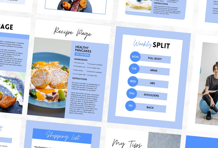 Ladystrategist 30 Page Fitness Program Template Violet Sky Editable Canva Templates instagram canva templates social media templates etsy free canva templates
