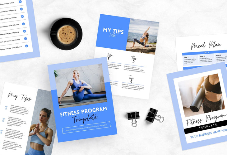 Ladystrategist 30 Page Fitness Program Template Violet Sky Editable Canva Templates instagram canva templates social media templates etsy free canva templates