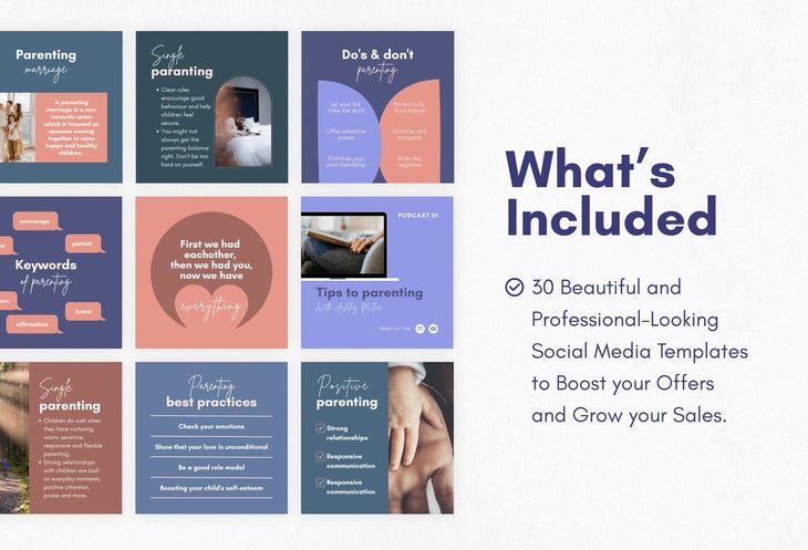 Ladystrategist 30 Parenting Instagram Post Canva Templates instagram canva templates social media templates etsy free canva templates