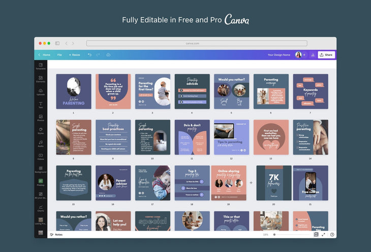 Ladystrategist 30 Parenting Instagram Post Canva Templates instagram canva templates social media templates etsy free canva templates