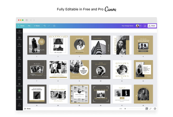 Ladystrategist 30 Photographers Instagram Post Canva Templates V2 instagram canva templates social media templates etsy free canva templates