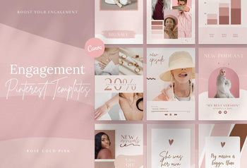 Ladystrategist 30+ Pinterest Engagement Pins - Editable Canva Templates Rose Gold instagram canva templates social media templates etsy free canva templates